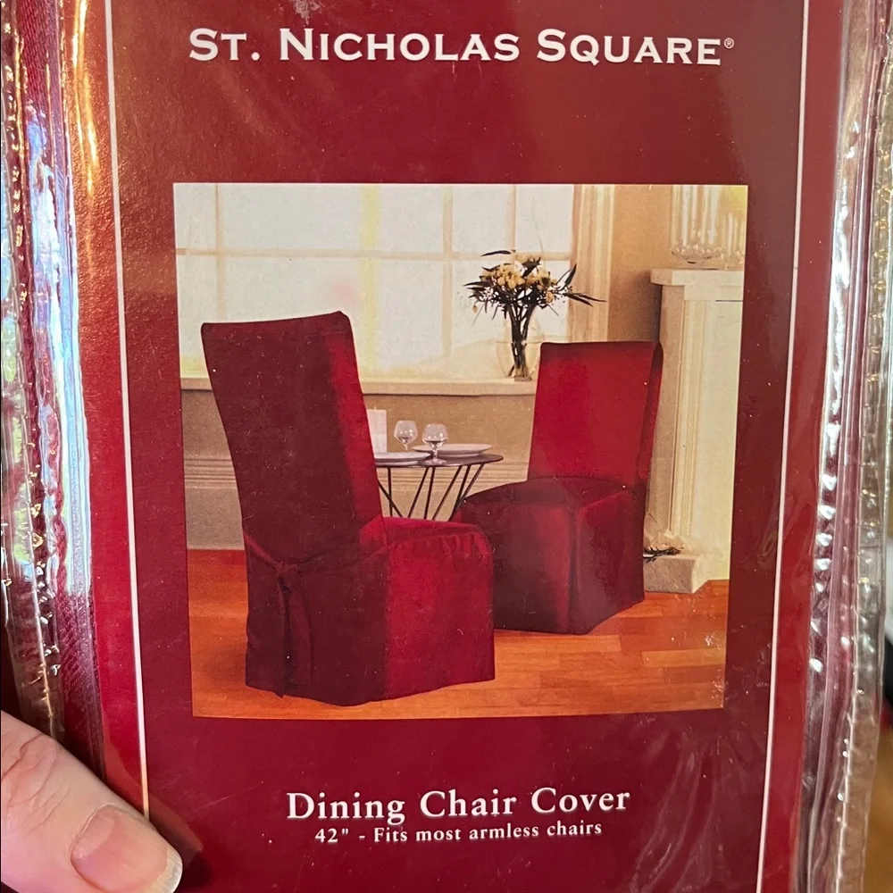 New St Nicholas Square set of FOUR Red Dining Room Chair Covers up to 42” tall
